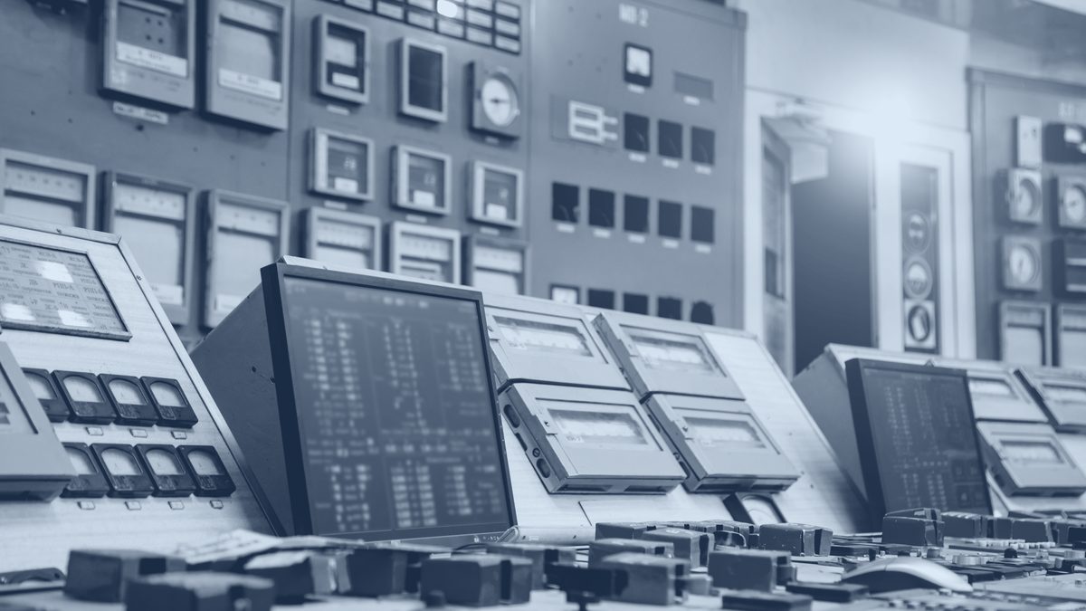 Industrial control room consoles.